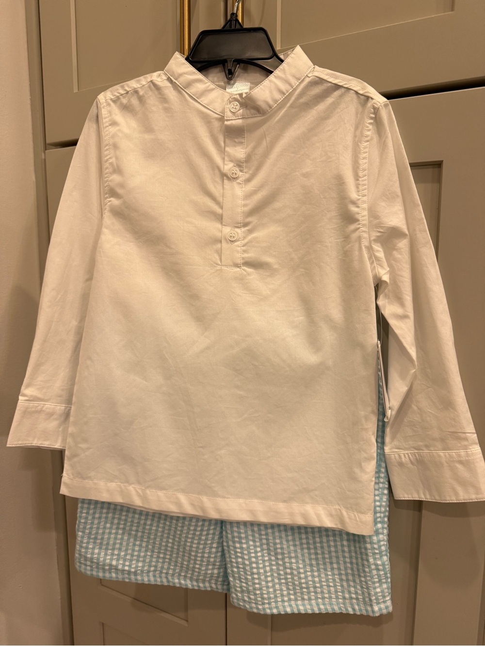 NWT Boys Edgehill White And Teal Blue Seersucker Shirt & Shorts Set Size 5